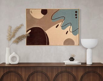 Large Wool Wall Art: Abstract Earth Tones, Framed Fiber Piece (80x120cm)