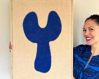 Framed Wool Tapestry Art: Scandinavian Abstract Wall Hanging