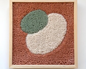 Framed Wool Wall Hanging: Peach Abstract Art, Modern Home Decor