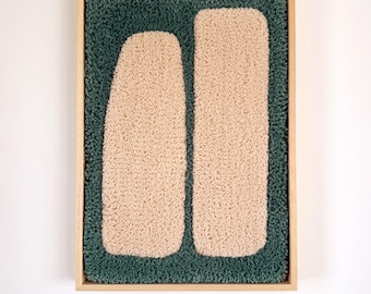 Framed Wool Wall Art: Abstract Scandinavian Green Home Decor