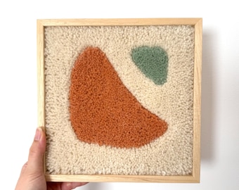 Small Abstract Wool Painting: Framed Textile Art
