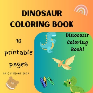 Dino Delights: 10-Page Printable Dinosaur Coloring Book for Kids | Instant Download