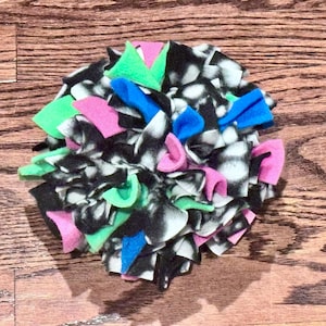 Fleece Snuffle Treat Ball for Pets - stuffable puzzle toy, slow feeder for kibble