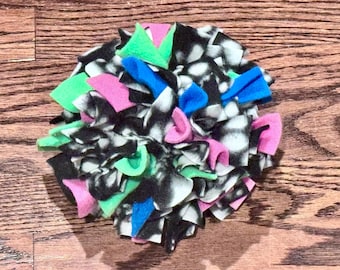 Fleece Snuffle Treat Ball for Pets - stuffable puzzle toy, slow feeder for kibble