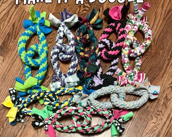 Custom Color Fleece DOUBLE Tug Ring Dog Toy: Paw Print Base