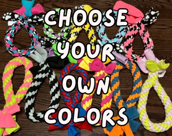 Custom Color Fleece Tug Ring Dog Toy: Paw Print Base