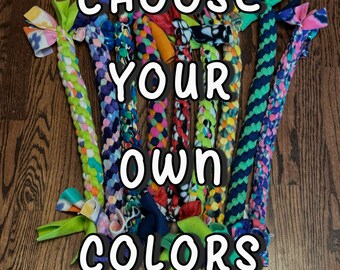 Custom Color Fleece Tug Rope Dog Toy: Paw Print Base