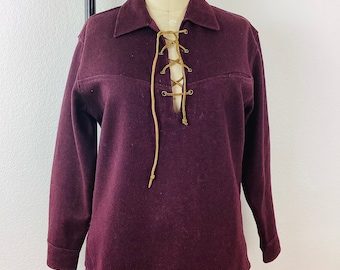 Vintage 1950s LACE UP Melton Wool Pull Over Shirt - Etsy