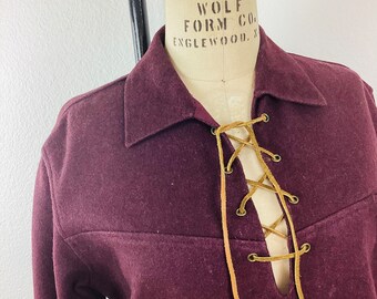 Vintage 1950s LACE UP Melton Wool Pull Over Shirt - Etsy