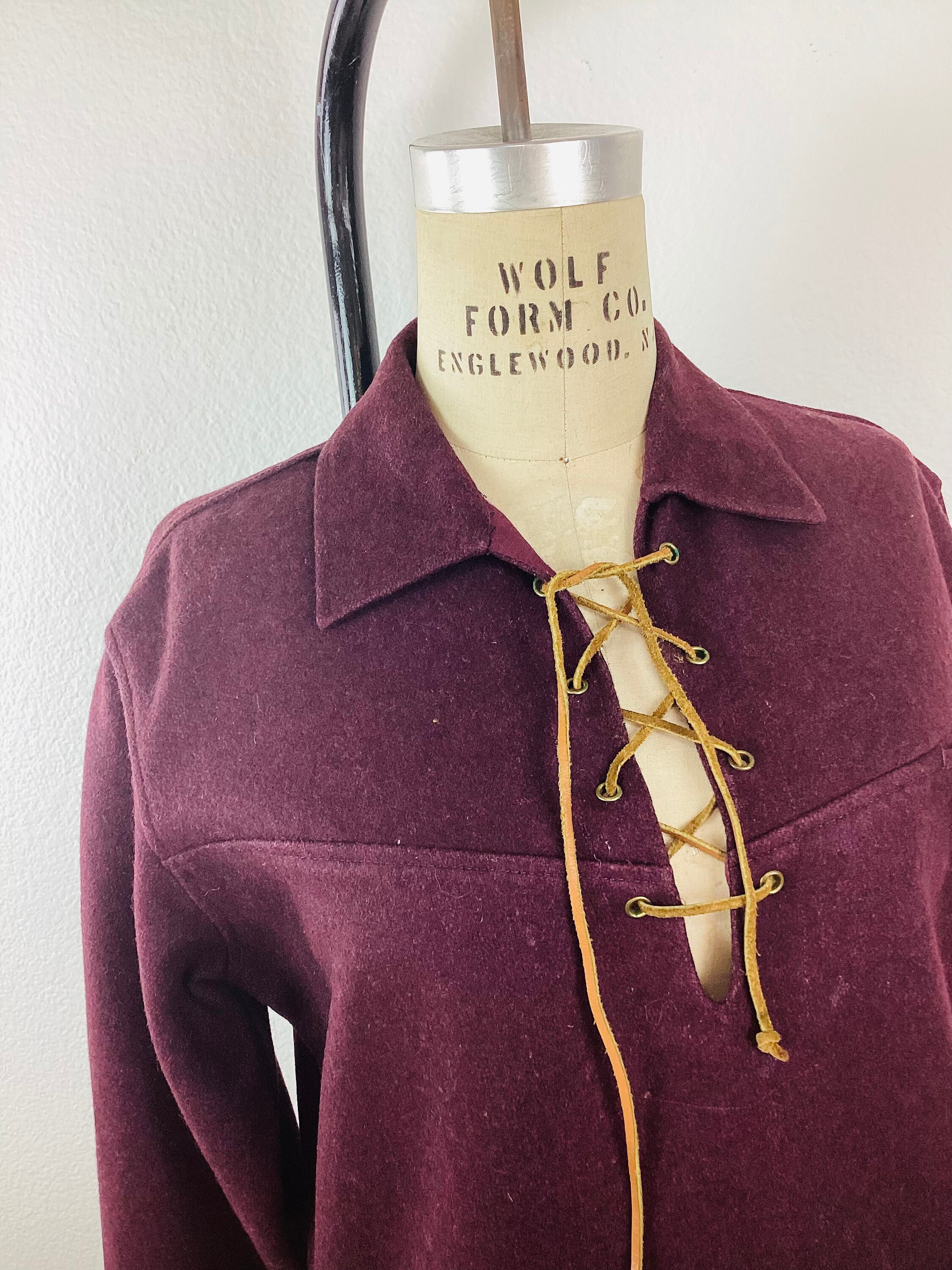 Vintage 1950s LACE UP Melton Wool Pull Over Shirt - Etsy