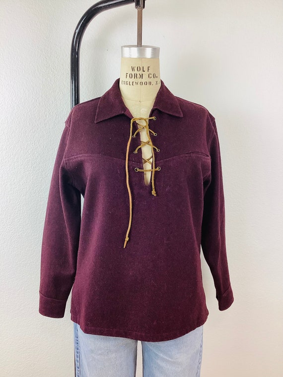トップス 50s Vintage lace up wool pullover shirt Vintage 1950s LACE UP Melton Wool Pull Over Shirt - Etsy