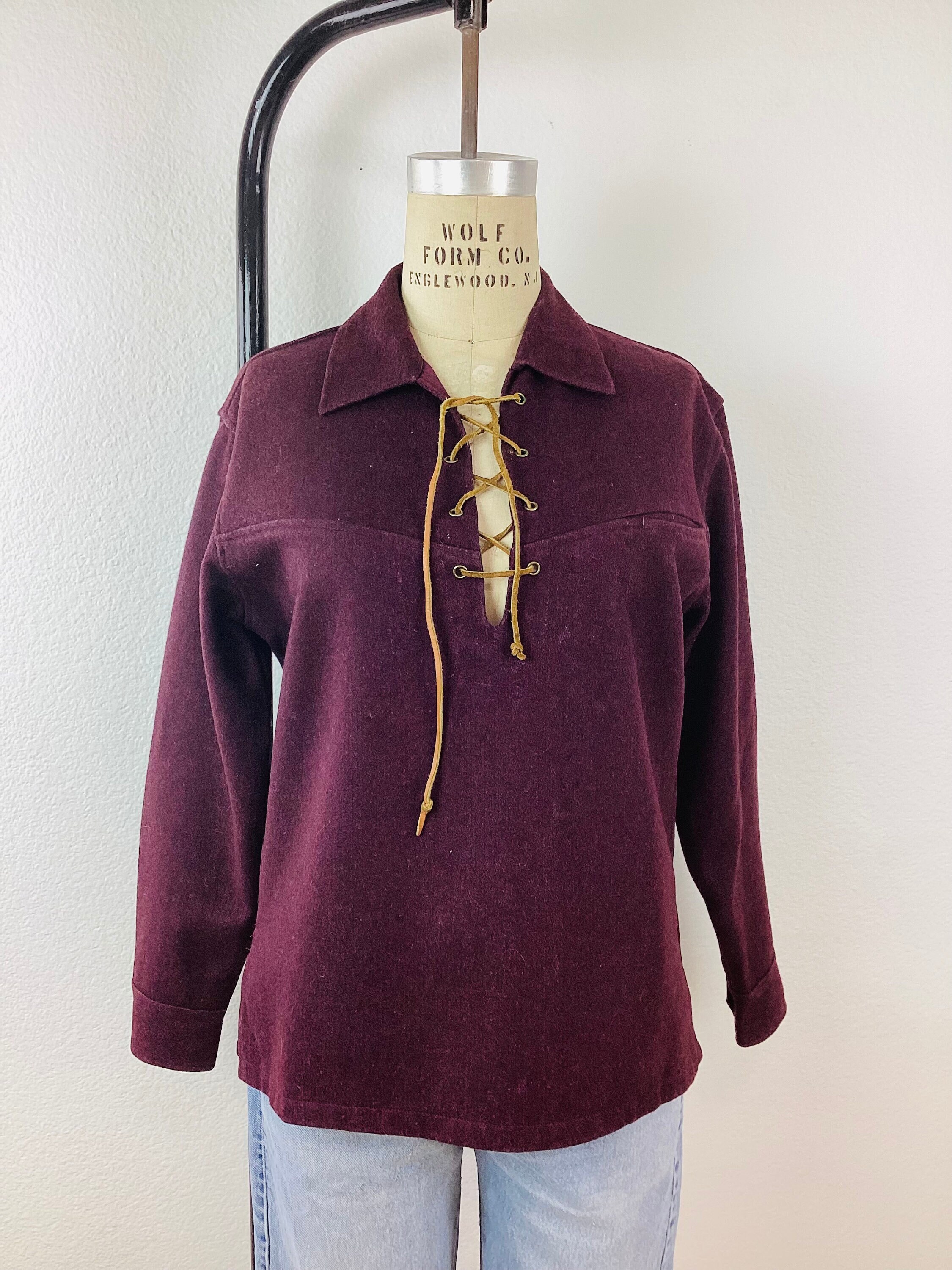 トップス 50s Vintage lace up wool pullover shirt Vintage 1950s LACE UP Melton Wool Pull Over Shirt - Etsy