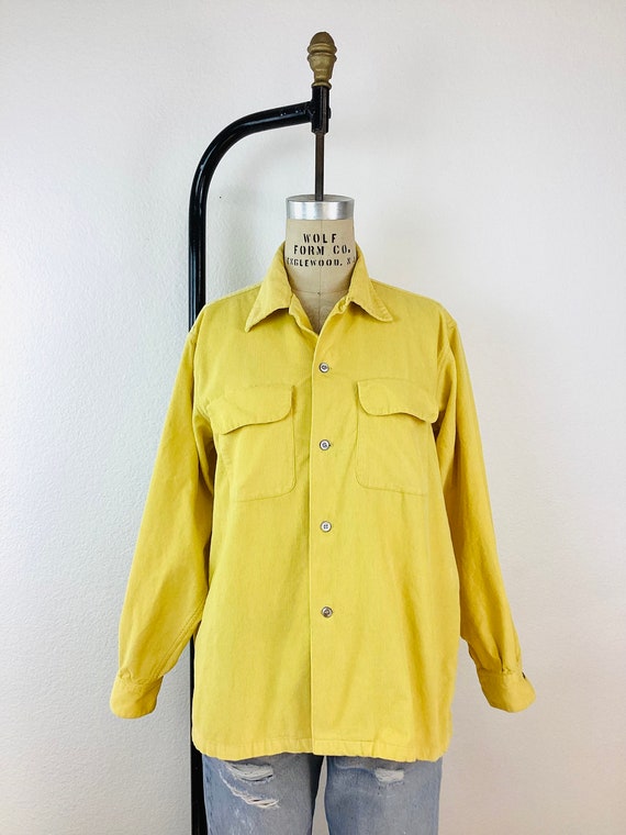 Vintage 1950s ARROW YELLOW CORDUROY Button Front … - image 3