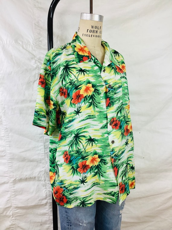 Vintage Hawaiian Floral Tropical Flower Hibiscus Palm Leaves Pattern Print Pattern Women Leggings