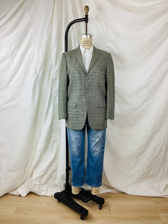 Vintage 1950s GREY & BLACK Wool Blazer Jacket / S… - image 2