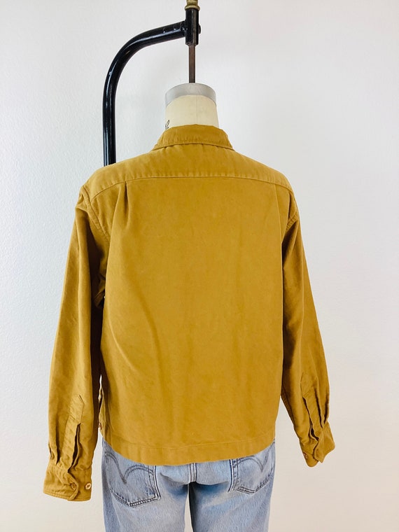 Vintage 1950s GOLD MOLESKIN Boxy Button Front Shirt /… Gem