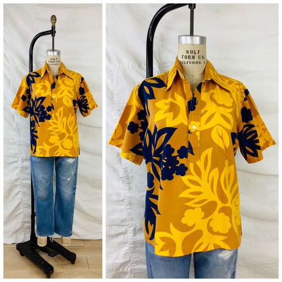 Vintage 1960s HAWAIIAN Style ALOHA TIKI Turquoise… - image 1