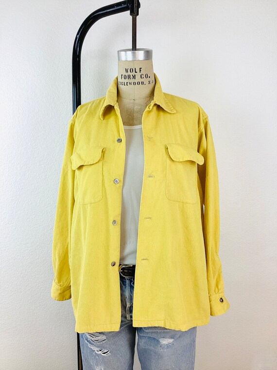 Vintage 1950s ARROW YELLOW CORDUROY Button Front … - image 7