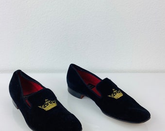 Church\'s Black Velvet Loafers with Gold Crown Embroidery il_1080xN.5639470191_pxj7.jpg main image 3