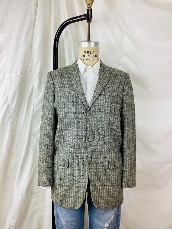 Vintage 1950s GREY & BLACK Wool Blazer Jacket / S… - image 3