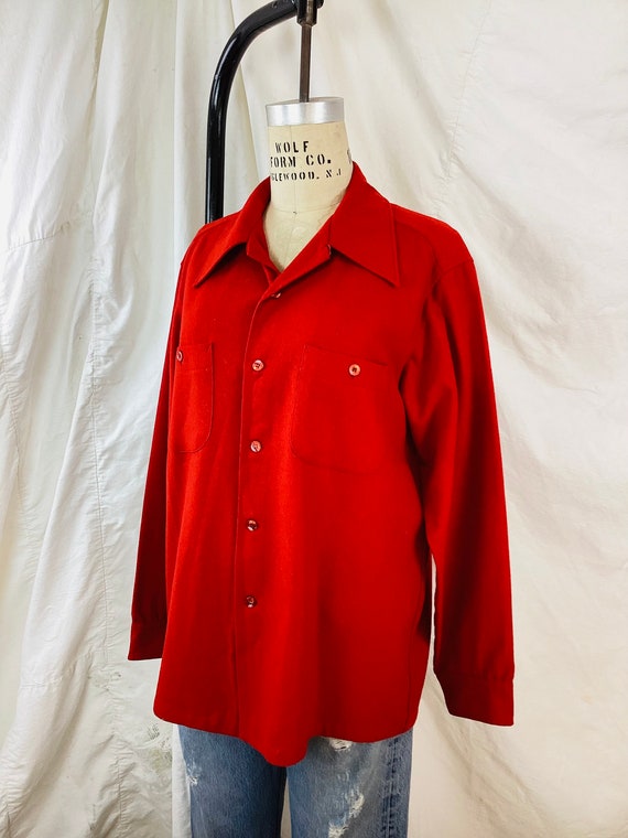 Vintage PENDLETON RED WOOL Button Front Shirt X L - image 5