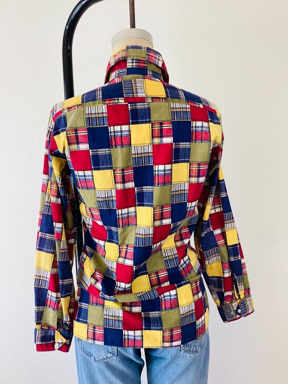 Vintage 1960s WESTERN Style PATCHWORK MADRAS Plai… - image 6