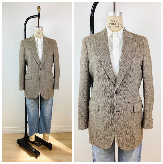 Vintage HARRIS TWEED Scottish Wool Mens Blazer Jac