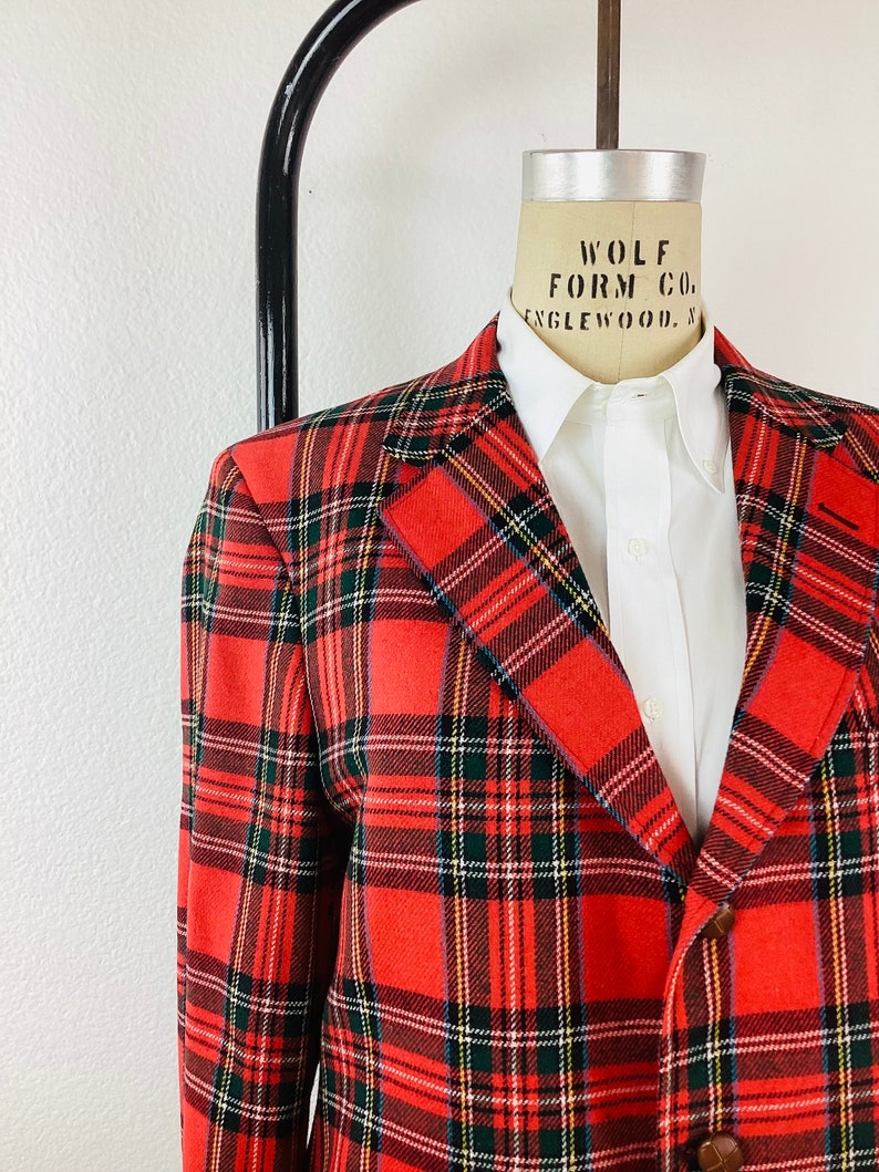 Vintage RED PLAID Wool Mens Atkinson's Blazer Jacket / Sports Coat ...