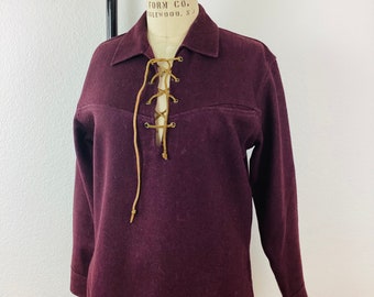 Vintage 1950s LACE UP Melton Wool Pull Over Shirt - Etsy