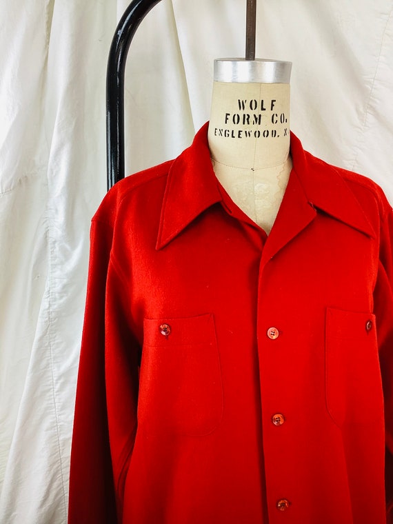 Vintage PENDLETON RED WOOL Button Front Shirt X L - image 4