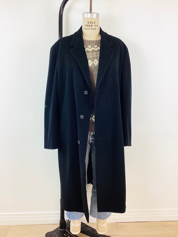 Vintage BLACK LAMBSWOOL & CASHMERE Ralph Lauren Overcoat / Coat 
