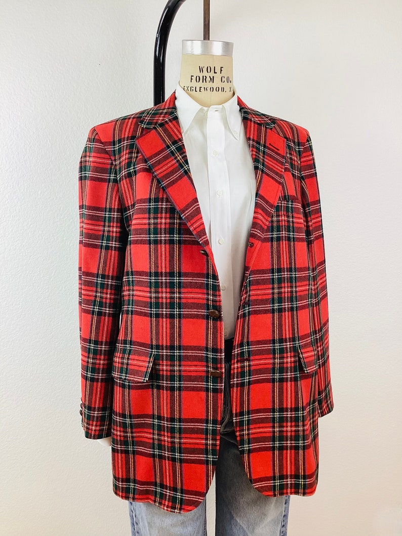 Vintage RED PLAID Wool Mens Atkinson's Blazer Jacket / Sports Coat ...