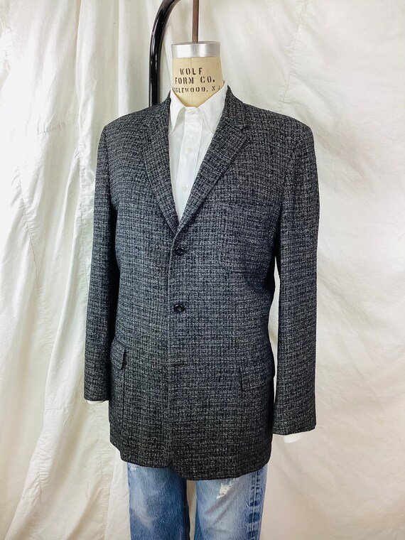 Vintage 1950s CHARCOAL GREY & BLACK Wool Blazer J… - image 6