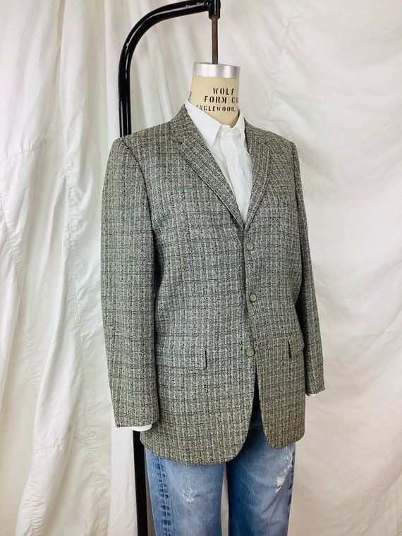 Vintage 1950s GREY & BLACK Wool Blazer Jacket / S… - image 5