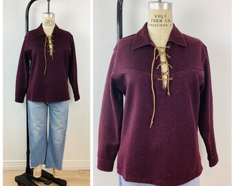 トップス 50s Vintage lace up wool pullover shirt Vintage 1950s LACE UP Melton Wool Pull Over Shirt - Etsy
