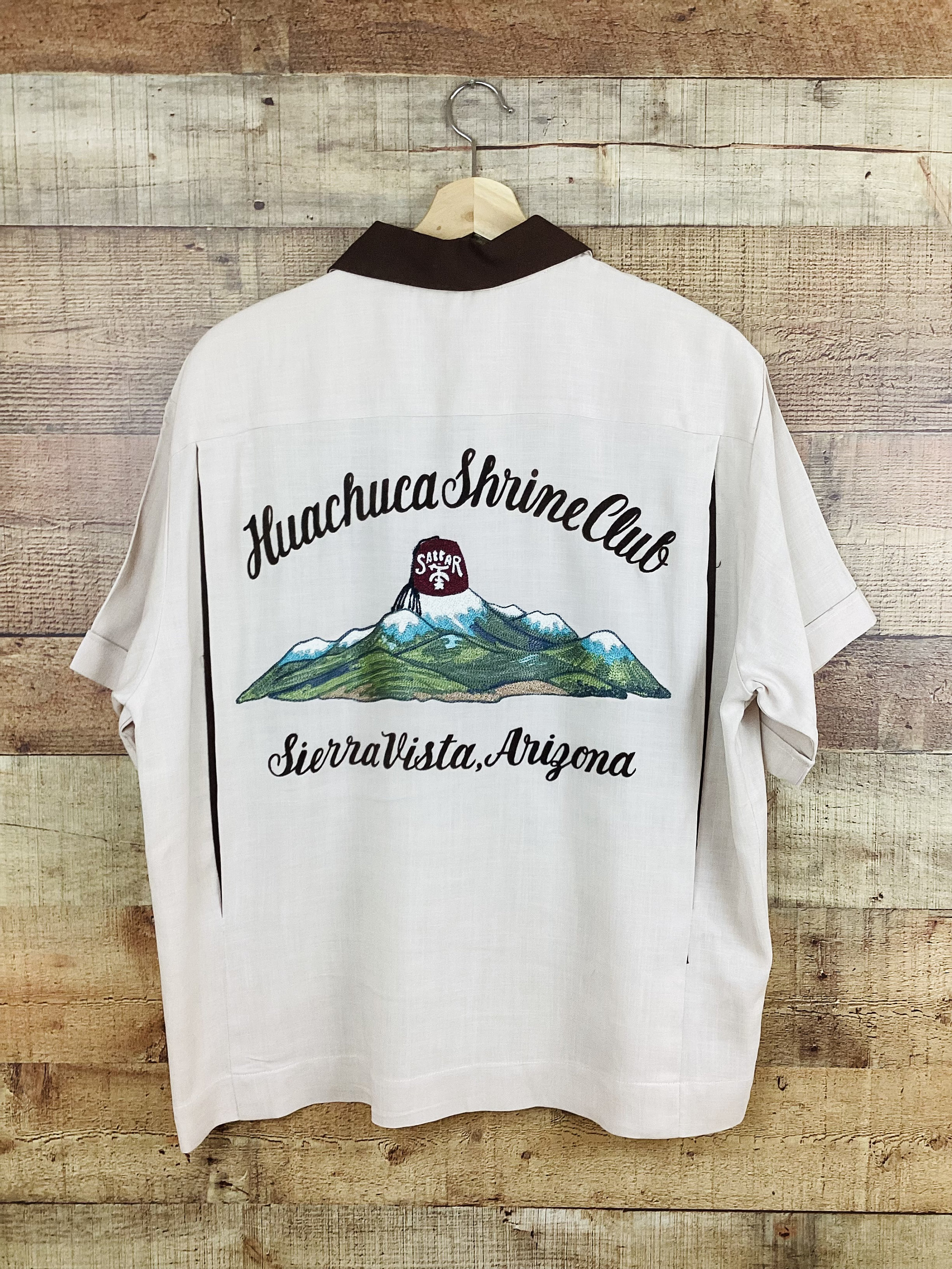Vintage 1960s SHRINERS EMBROIDERED BOWLING Shirt / Huachuca