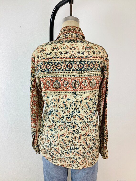 1970s handwoven indian block print tunic size main image 1