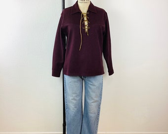 Vintage 1950s LACE UP Melton Wool Pull Over Shirt - Etsy
