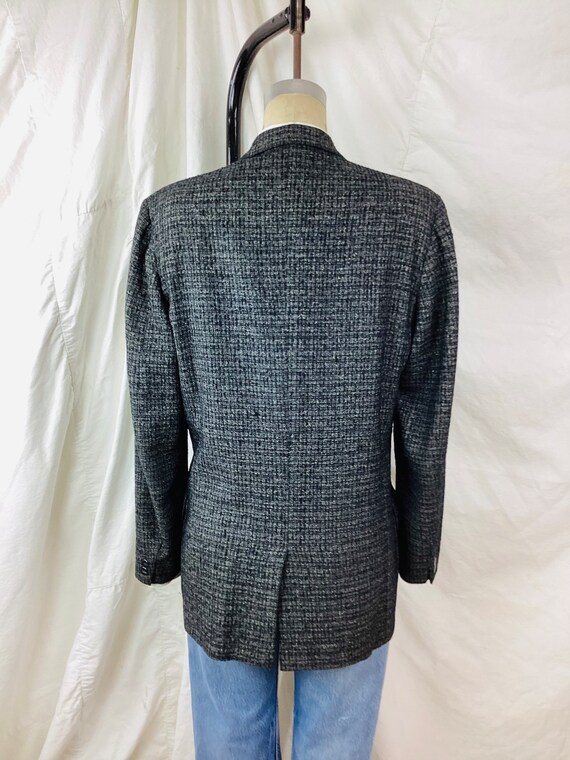 Vintage 1950s CHARCOAL GREY & BLACK Wool Blazer J… - image 7