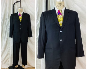 〔Vintage〕90s Black navy Simple suit デカ襟 Vintage〕90s Black navy Simple suit デカ襟 Vintage〕90s