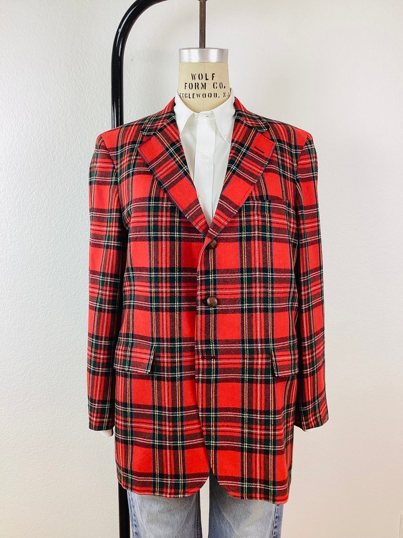 Vintage RED PLAID Wool Mens Atkinson's Blazer Jacket / Sports Coat ...