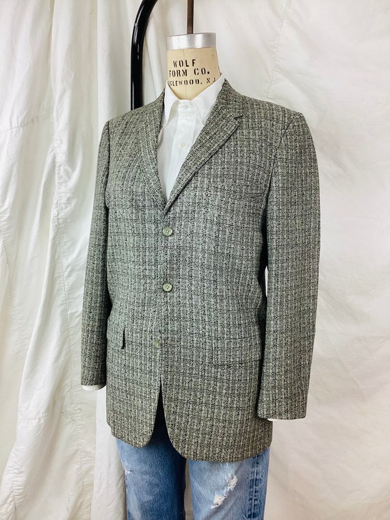 Vintage 1950s GREY & BLACK Wool Blazer Jacket / S… - image 6