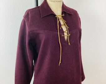 Vintage 1950s LACE UP Melton Wool Pull Over Shirt - Etsy