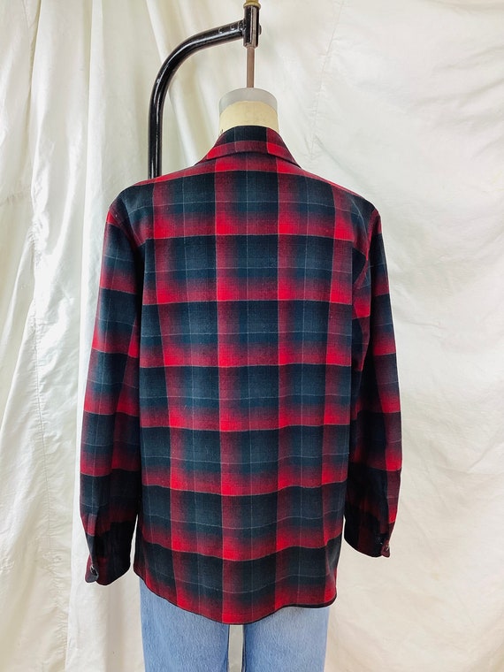 Vintage 1950s RED & BLACK PLAID Wool Ponderosa Bu… - image 8