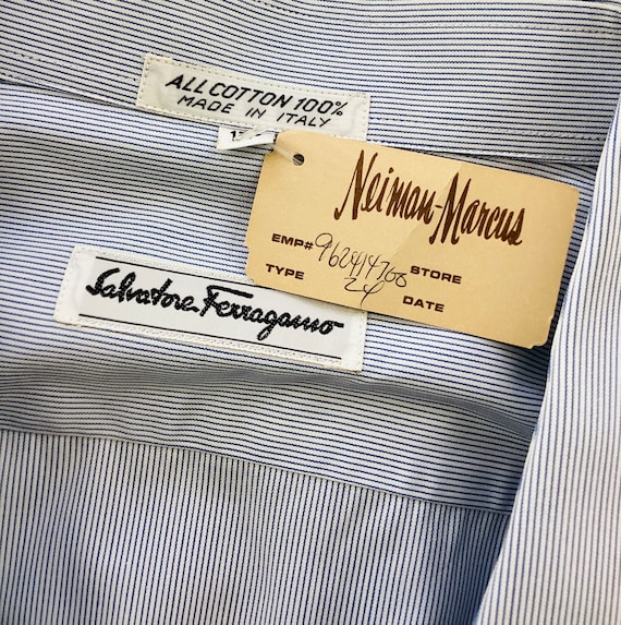 Vintage SALVATORE FERRAGAMO Blue & White Striped … - image 8