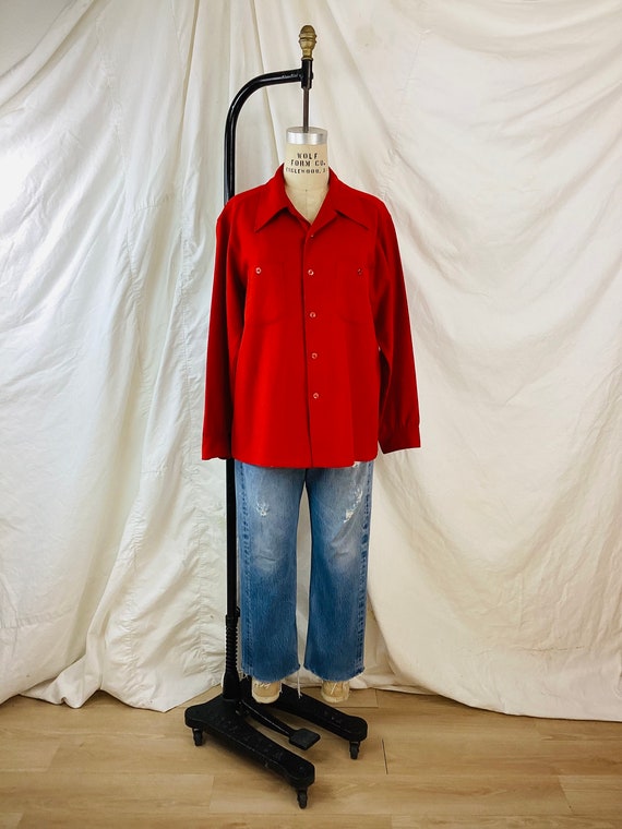 Vintage PENDLETON RED WOOL Button Front Shirt X L - image 2