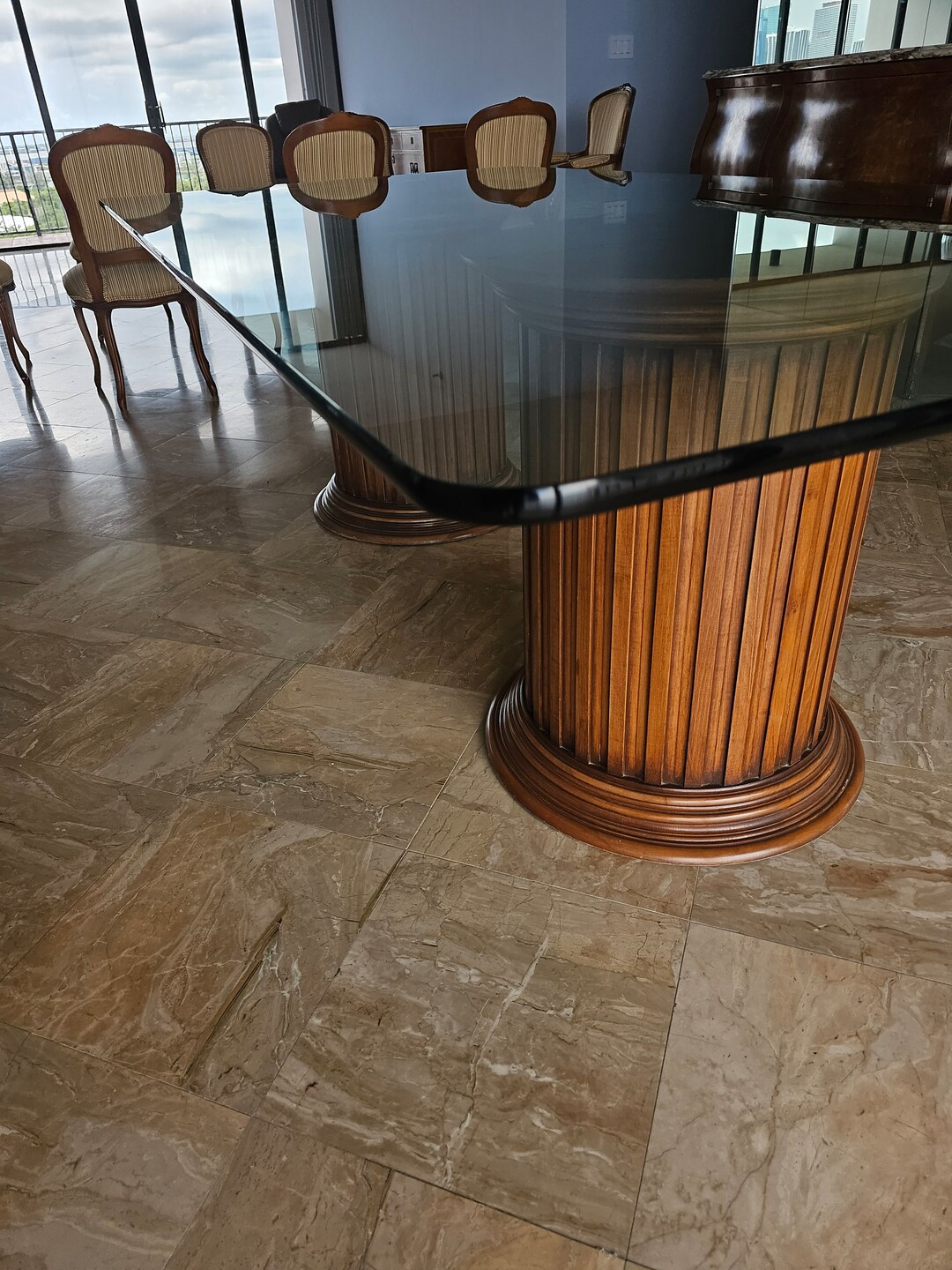 Dining Room Glass Table With Chairs Etsy