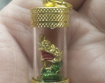 Naga (Phaya Nakharat) requests wealth in Enchanted Vial | Mythical Essence  Pendant/protection/charm | thai dragon amulet