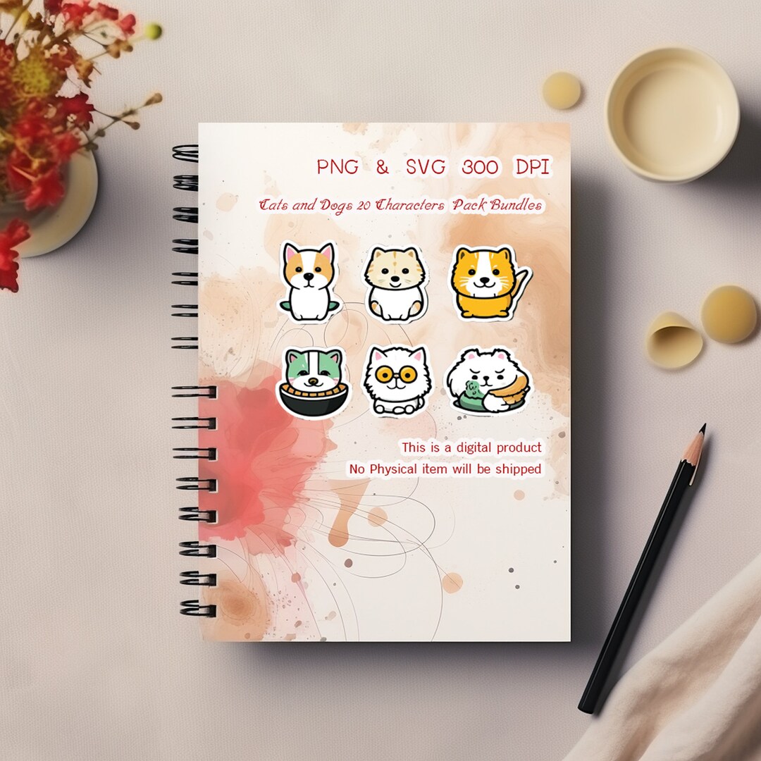 Cute Cats and Dogs Print and Cut Digital PNG 12 Designs 12 - Etsy
