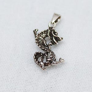 Dark Patina Silver Dragon Pendant for Necklace